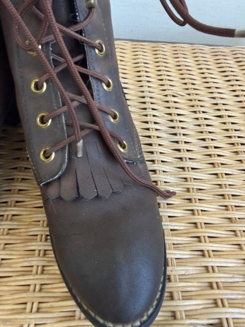 Vintage 70s Brown Bronco Kiltie Lace UP Roper Boots Womens size 4 - Picture 15 of 15